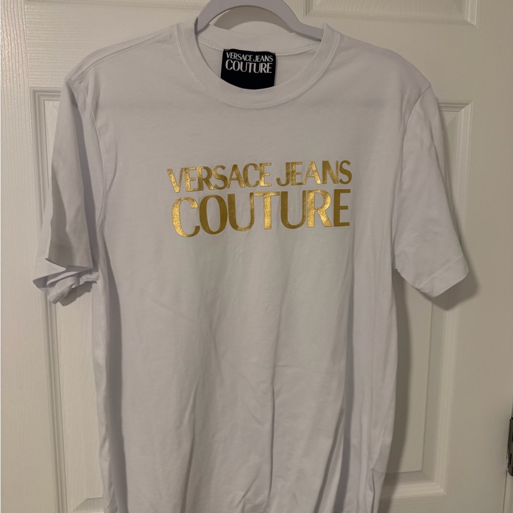 Versace Jeans Collection White Tee with Gold Lettering